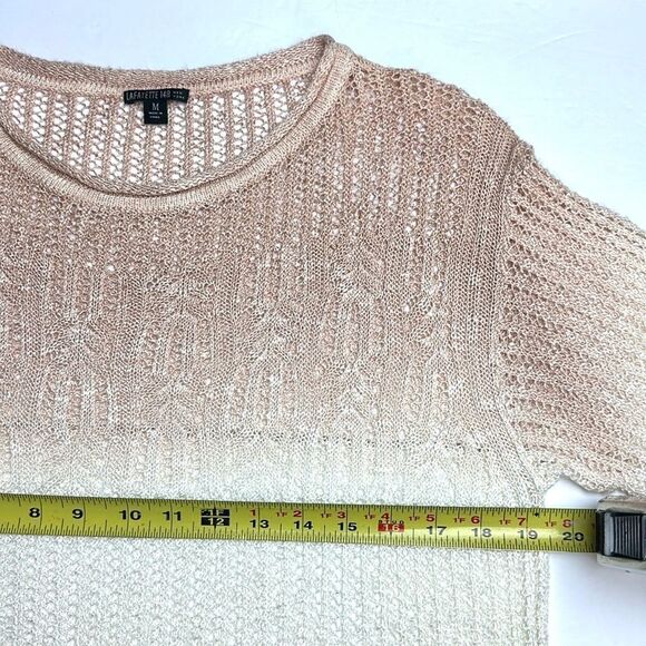 Lafayette 148 Ombre Open Knit Linen Blend Sweater Semi Sheer Size M - Picture 11 of 11